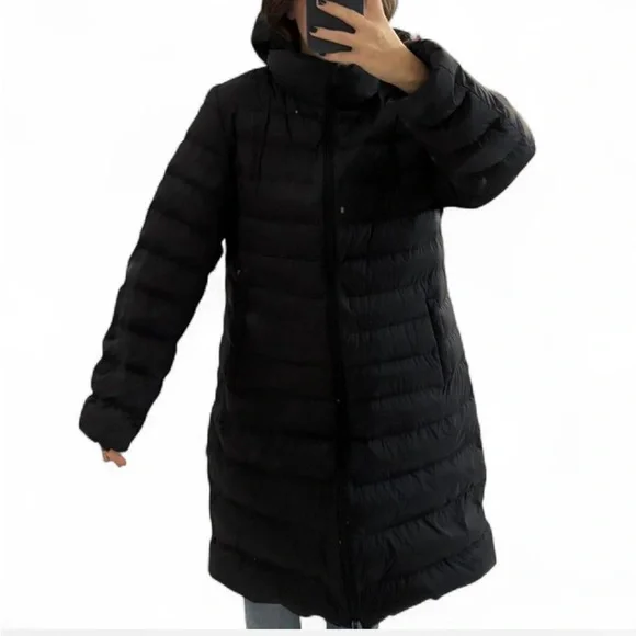 Uniqlo Women's Long Hooded Puffer Coat Black - Picture 5 of 6